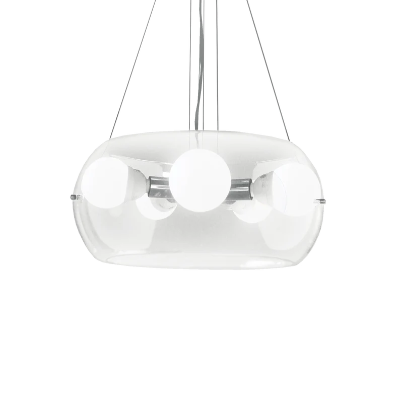 Lámpara colgante Ideal Lux Audi-10 transparente cristal 5 luces 300W Ø48,5cm