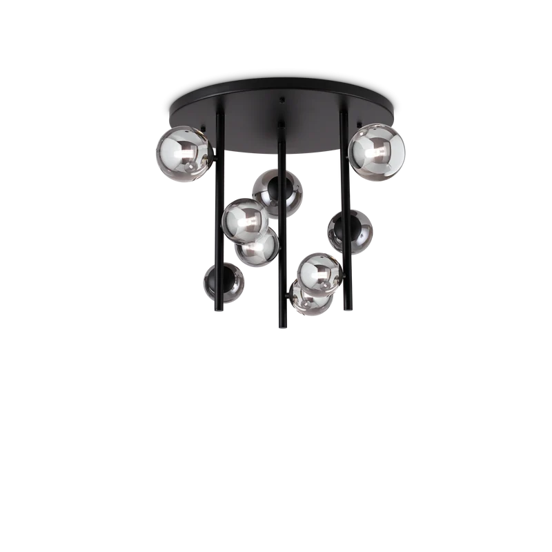 Plafón de techo Ideal Lux Perlage fumé cristal 9 luces 135W Ø50cm
