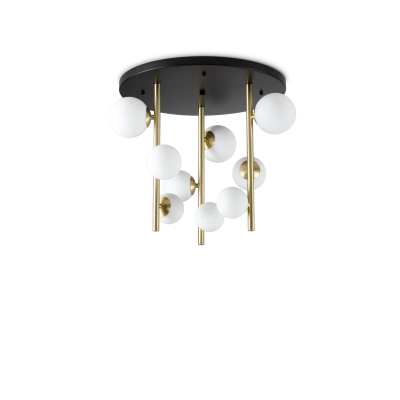 Plafón de techo Ideal Lux Perlage blanco cristal 9 luces 135W Ø50cm