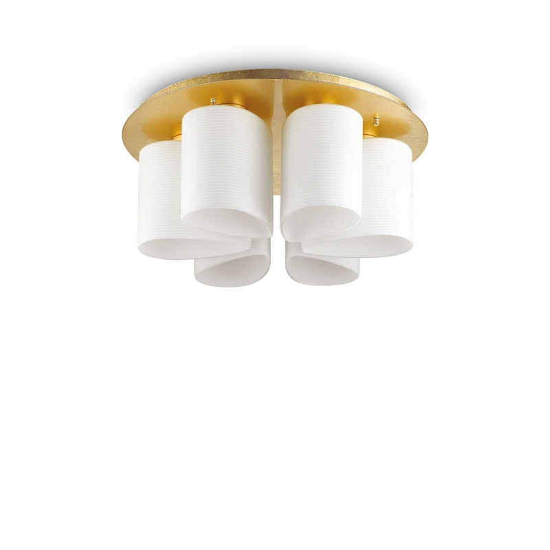 Plafón de techo Ideal Lux Daisy dorado cristal 6 luces 312W Ø60cm