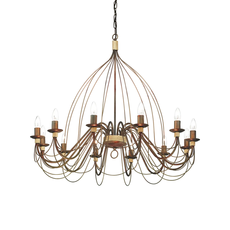 Lámpara colgante Ideal Lux Corte óxido 12 luces 480W Ø95cm
