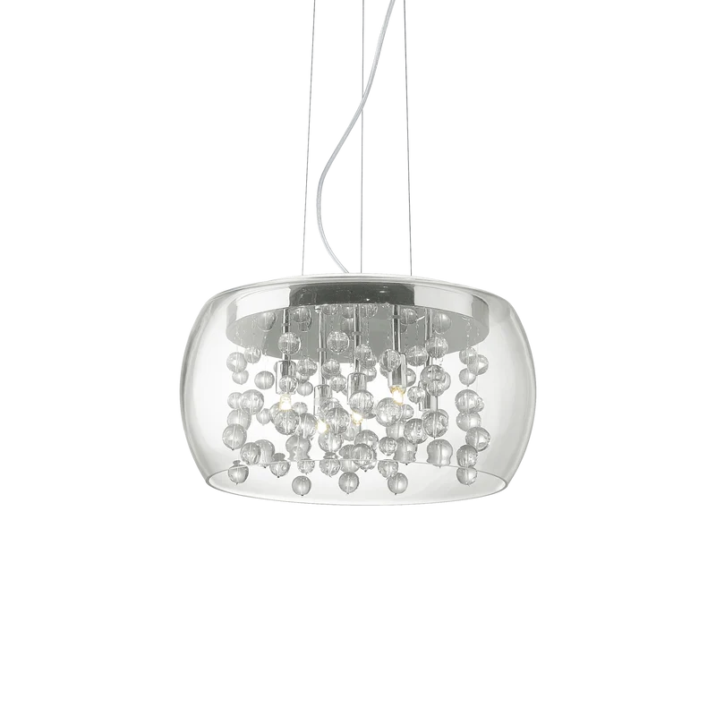 Lámpara colgante Ideal Lux Audi-80 transparente cristal 5 luces 200W Ø40cm