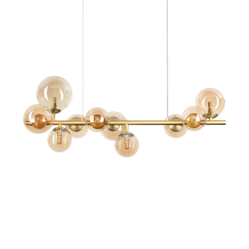 Lámpara colgante Ideal Lux Perlage ámbar cristal 10 luces 150W 81cm