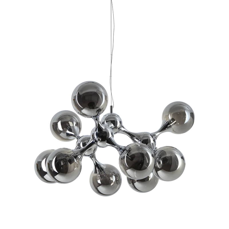 Lámpara colgante 9 bolas Ideal Lux Nodi cromo cristal 9 luces 252W Ø80cm