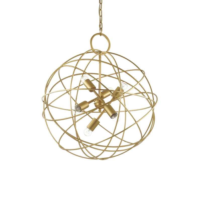 Lámpara colgante Ideal Lux Konse dorado 6 luces 360W Ø60cm