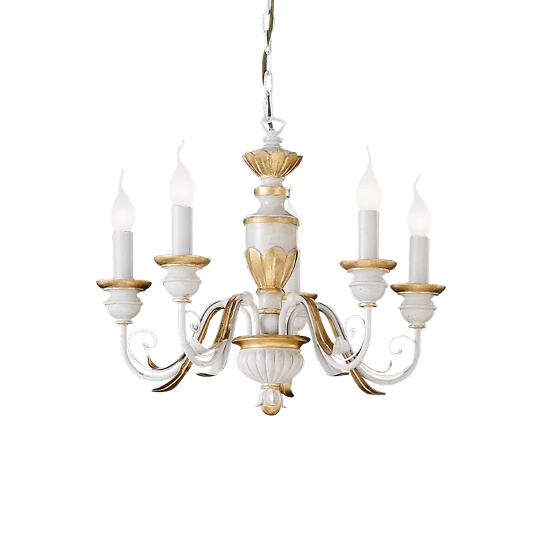 Lámpara colgante Ideal Lux Firenze blanco 5 luces 200W Ø55cm