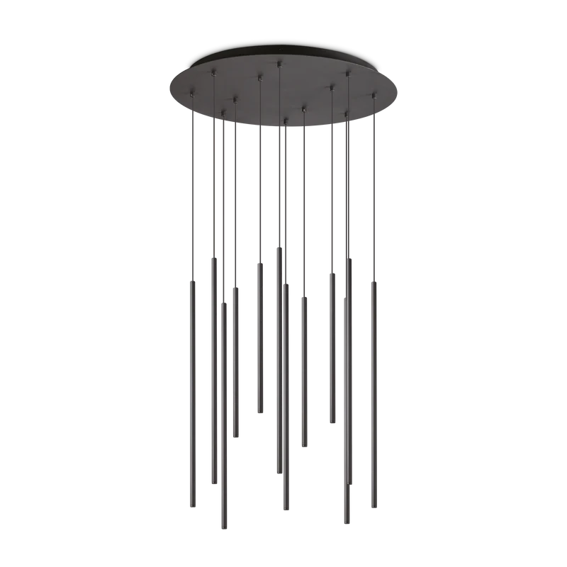 Lámpara colgante Ideal Lux Look negro LED 12 luces 19W Ø60cm 2700K