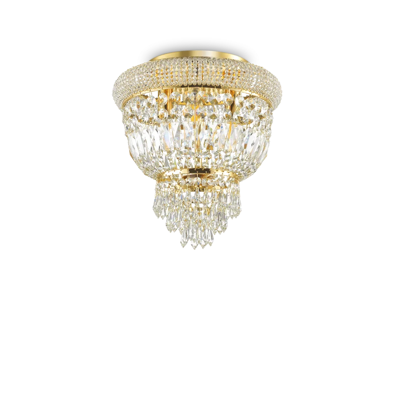 Plafón de techo Ideal Lux Dubai latón cristal y cerámica 3 luces 84W Ø32cm