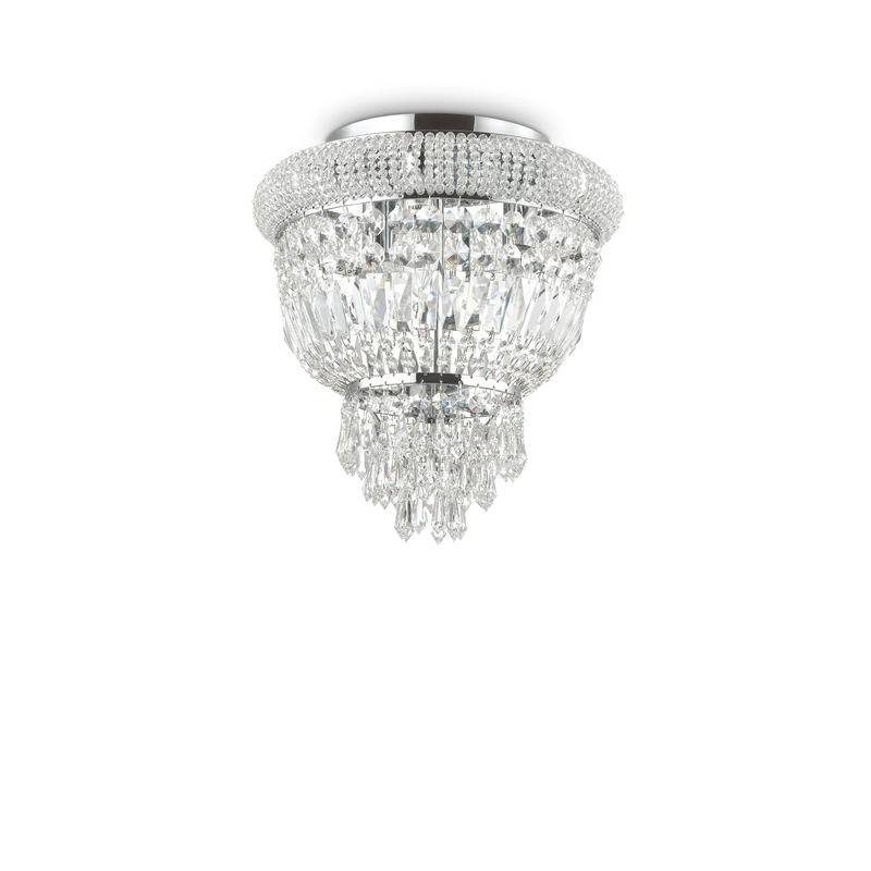 Plafón de techo Ideal Lux Dubai cromo cristal y cerámica 3 luces 84W Ø32cm