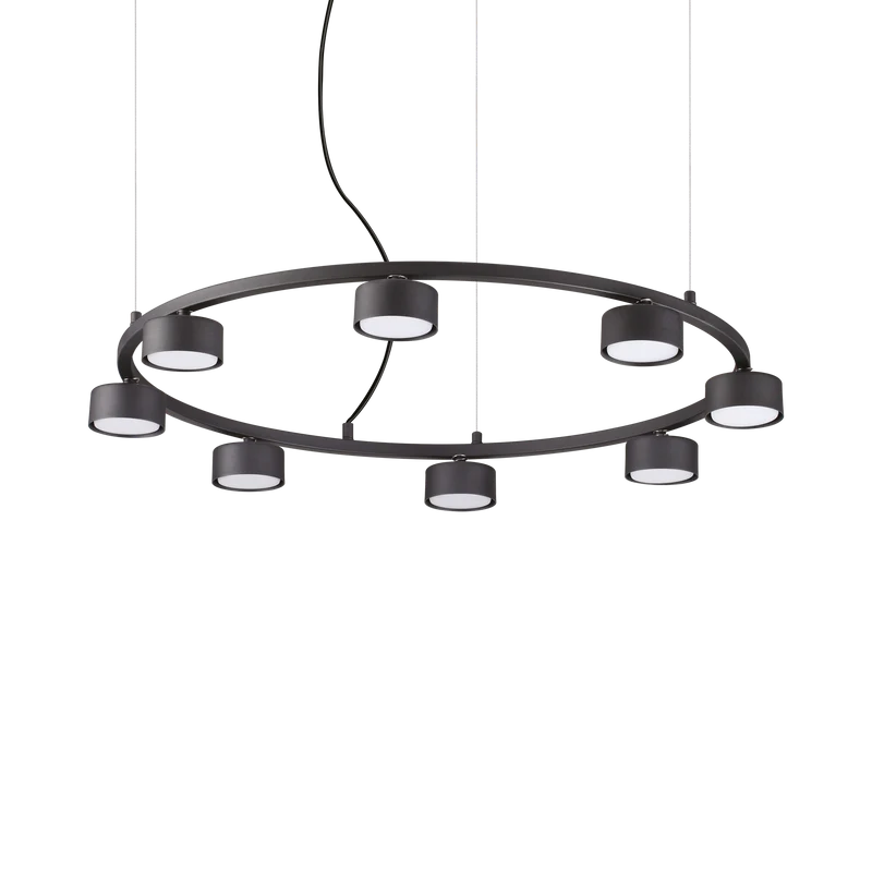 Lámpara colgante Ideal Lux Minor negro 8 luces 72W Ø76,5cm