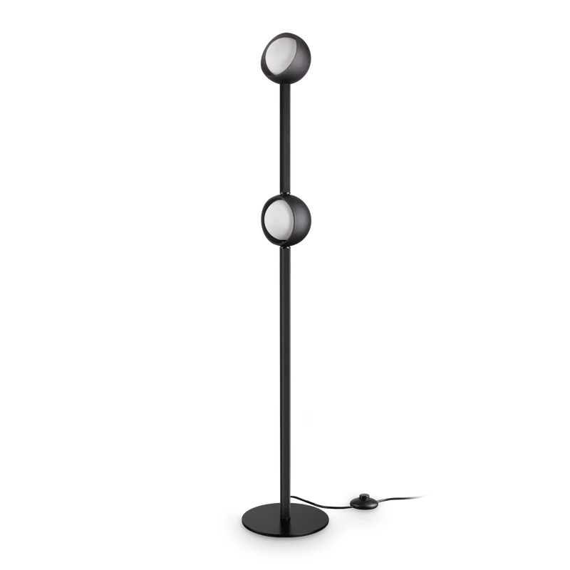 Lámpara de pie Ideal Lux Bloom negro cristal LED 2 luces 11W 169,5cm