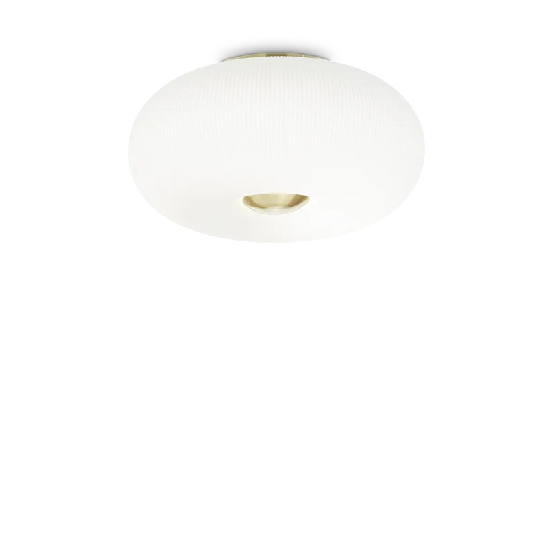 Plafón de techo Ideal Lux Arizona blanco cristal 5 luces 45W Ø50cm