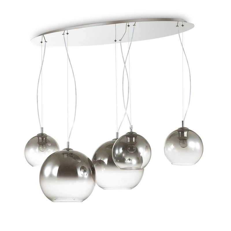 Lámpara colgante Ideal Lux Nemo cromo ahumado cristal 5 luces 210W 107cm