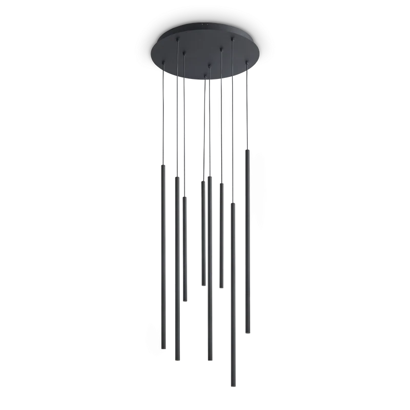Lámpara colgante Ideal Lux Look negro cristal LED 8 luces 16W 3000K Ø45cm