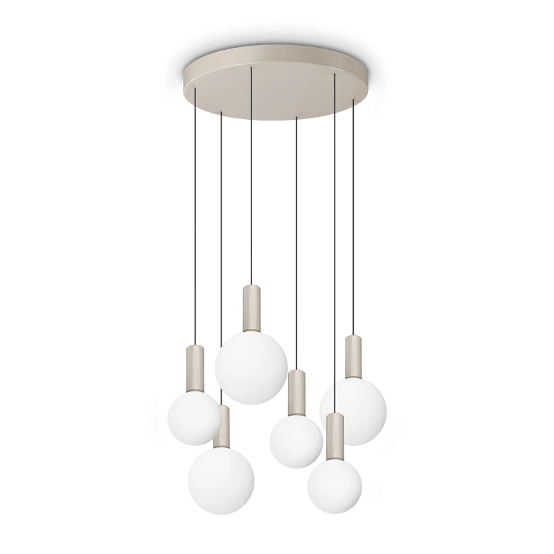 Lámpara colgante Ideal Lux Odeon blanco cristal LED 6 luces 39W Ø57cm
