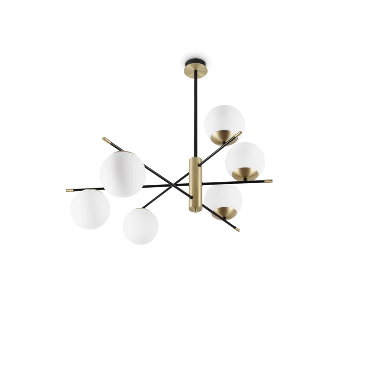 Plafón de techo Ideal Lux Gourmet negro cristal 6 luces 168W Ø100cm
