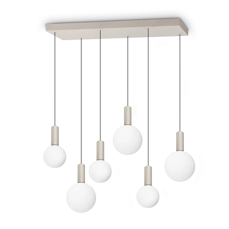 Lámpara colgante Ideal Lux Odeon blanco cristal LED 6 luces 39W 88cm