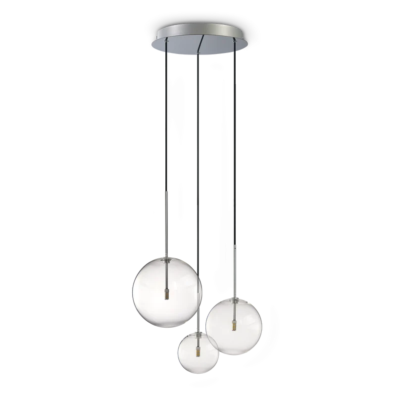 Lámpara colgante Ideal Lux Equinoxe cromo cristal 3 luces 6W Ø42cm