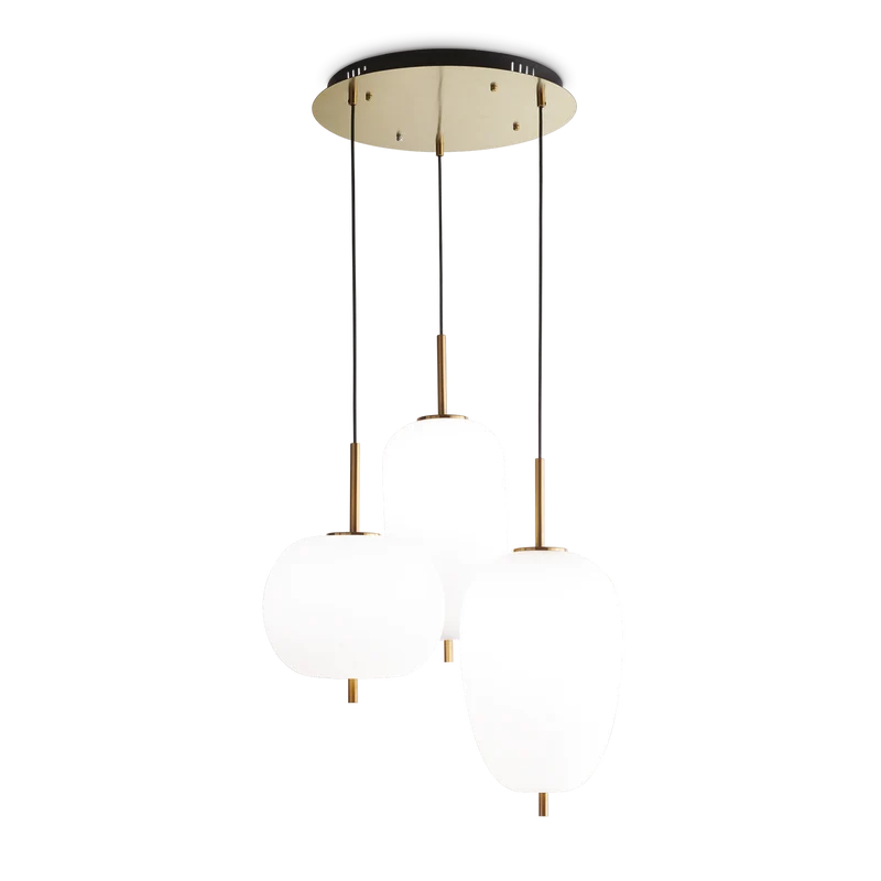 Lámpara colgante Ideal Lux Umile blanco cristal LED 3 luces 56W Ø63cm