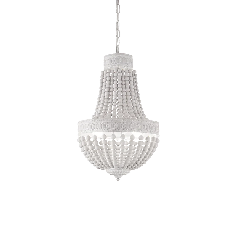 Lámpara colgante Ideal Lux Monet blanco madera 5 luces 200W Ø40cm