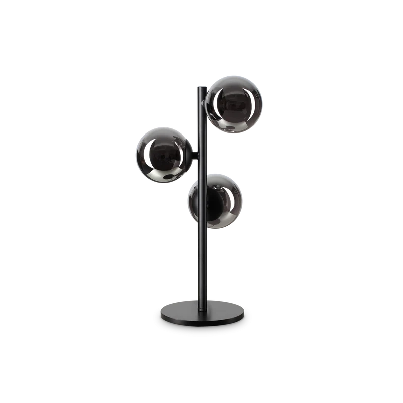 Lámpara de sobremesa Ideal Lux Perlage fumé cristal 3 luces 45W Ø24cm