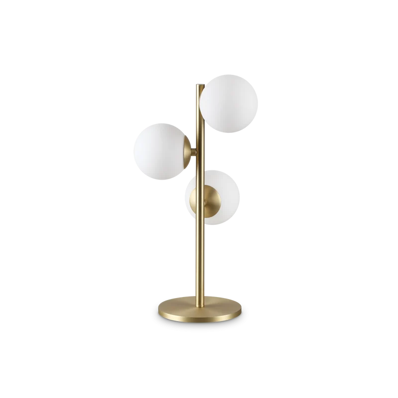 Lámpara de sobremesa Ideal Lux Perlage blanco cristal 3 luces 45W Ø24cm