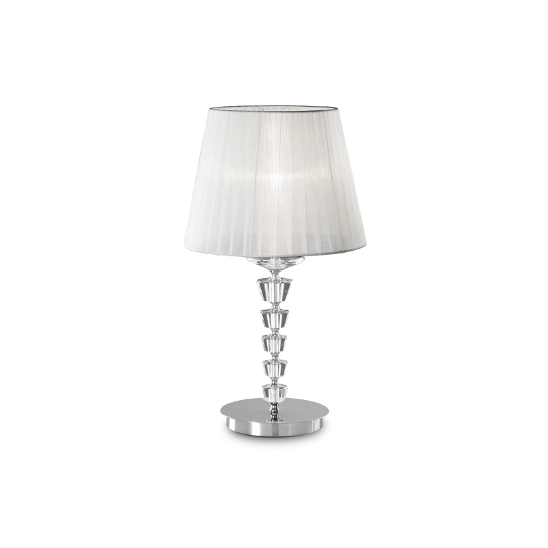 Lámpara de sobremesa Ideal Lux Pegaso blanco cristal y tela 60W Ø30cm