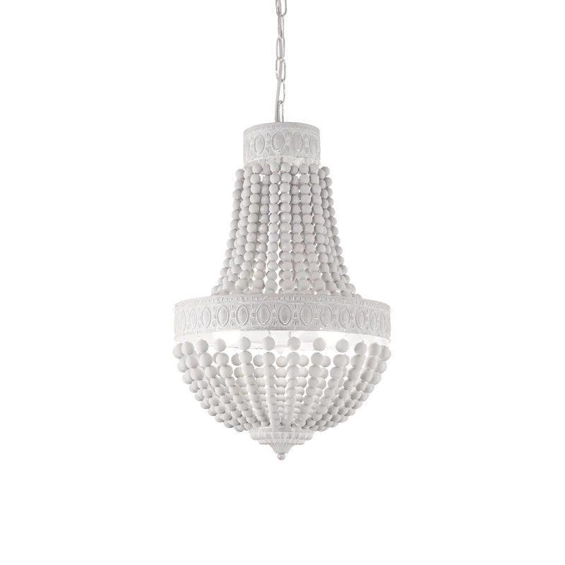 Lámpara colgante Ideal Lux Monet blanco madera 6 luces 240W Ø50cm