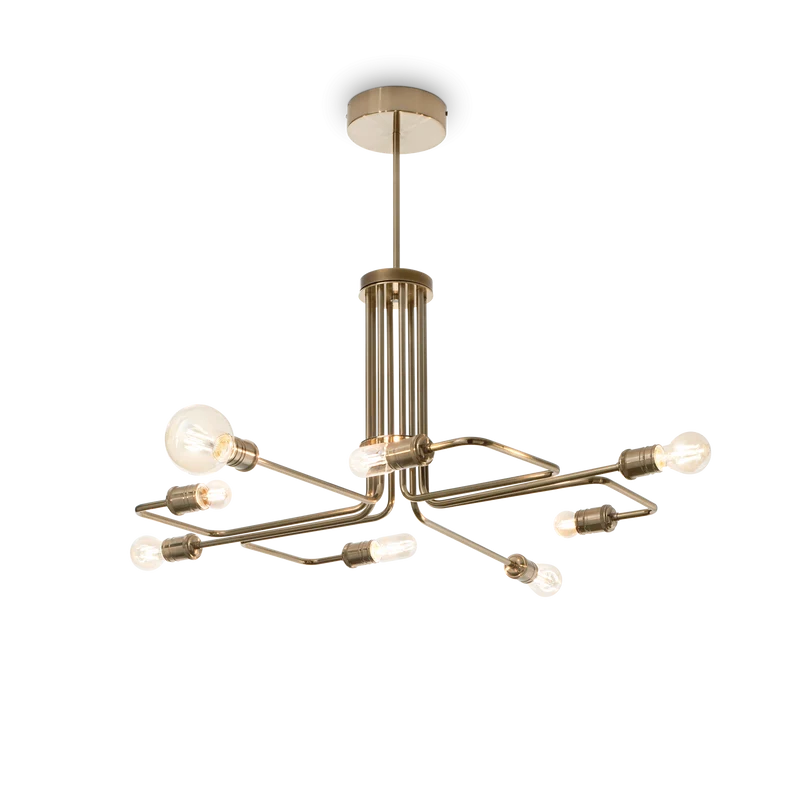 Lámpara colgante Ideal Lux Triumph latón 8 luces 336W Ø92cm