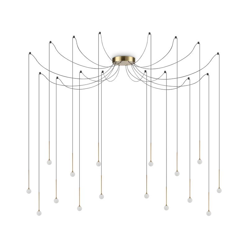 Lámpara colgante Ideal Lux Lucciola latón cristal LED 16 luces 16W Ø20cm