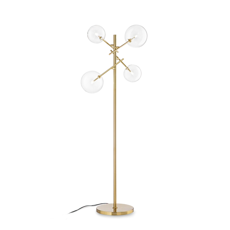 Lámpara de pie Ideal Lux Equinoxe latón cristal 4 luces 8W 166cm