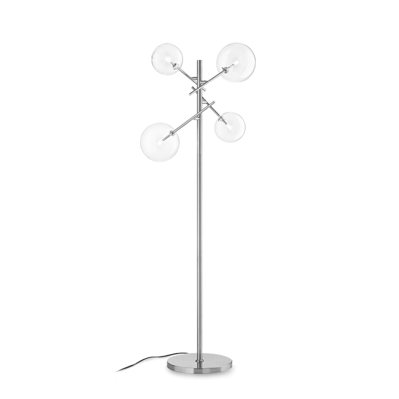 Lámpara de pie Ideal Lux Equinoxe cromo cristal 4 luces 8W 166cm