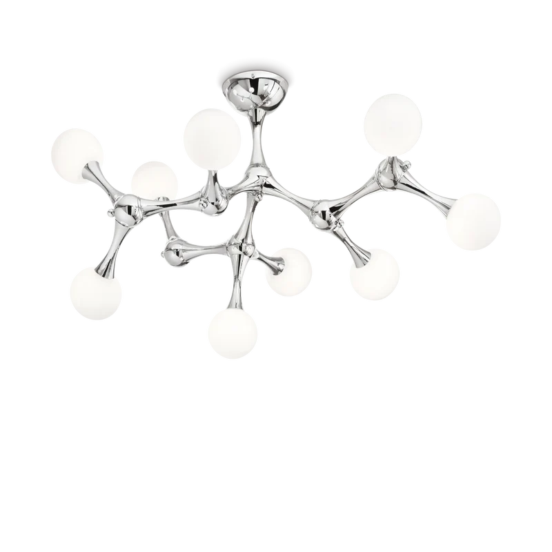 Plafón de techo 9 bolas Ideal Lux Nodi cromo cristal 9 luces 135W Ø83cm