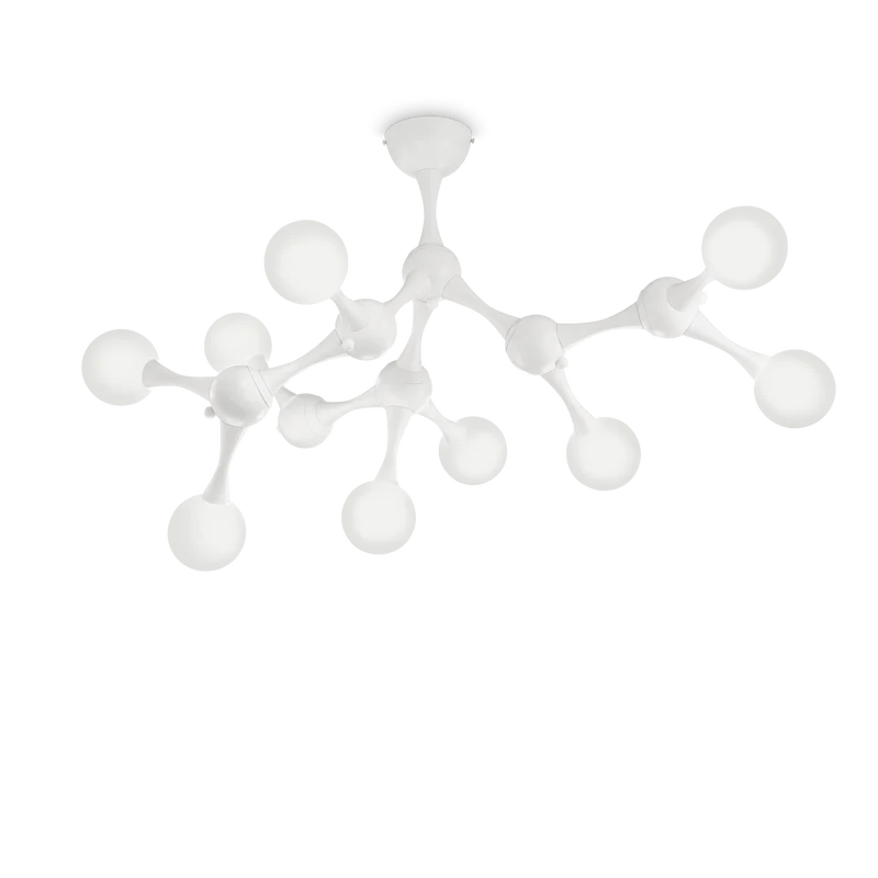 Plafón de techo 9 bolas Ideal Lux Nodi blanco cristal 9 luces 135W Ø83cm