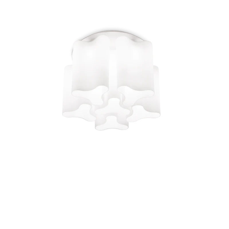 Plafón de techo Ideal Lux Compo blanco cristal 6 luces 312W Ø56cm