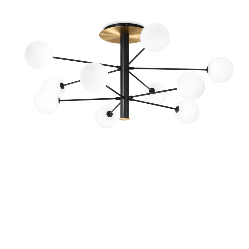 Plafón de techo Ideal Lux Cosmopolitan negro cristal 10 luces 150W Ø124cm