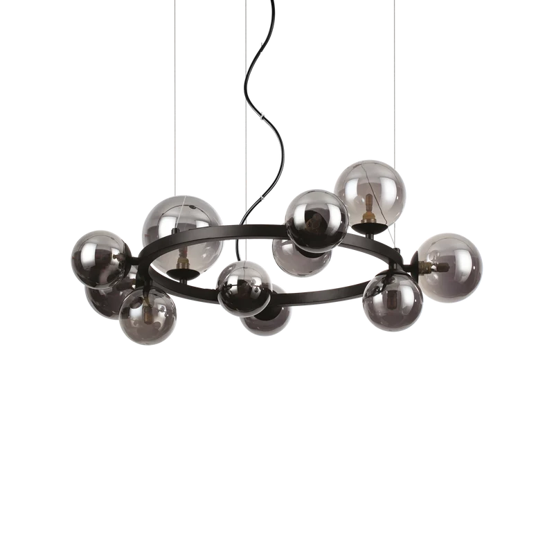 Lámpara colgante Ideal Lux Perlage fumé cristal 11 luces 165W Ø73cm