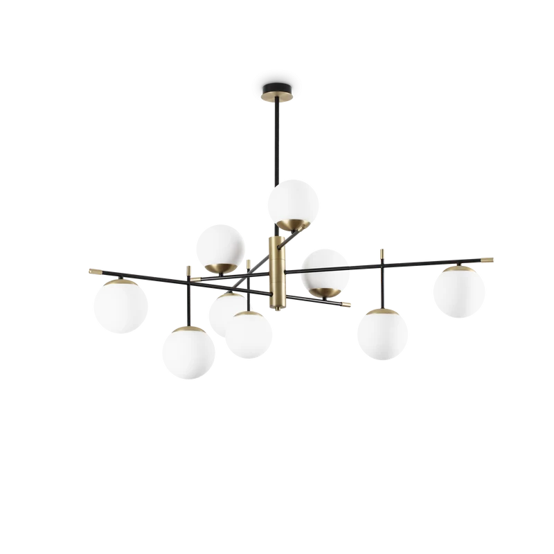 Plafón de techo Ideal Lux Gourmet negro cristal 9 luces 252W Ø131,5cm