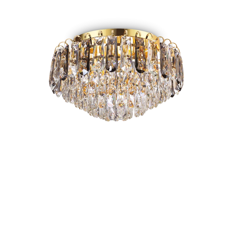 Plafón de techo Ideal Lux Magnolia dorado cristal 7 luces 105W Ø45cm
