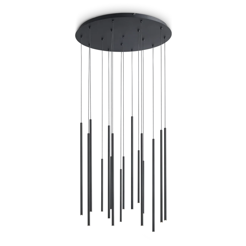 Lámpara colgante Ideal Lux Look negro cristal LED 16 luces 31W Ø70cm 3000K