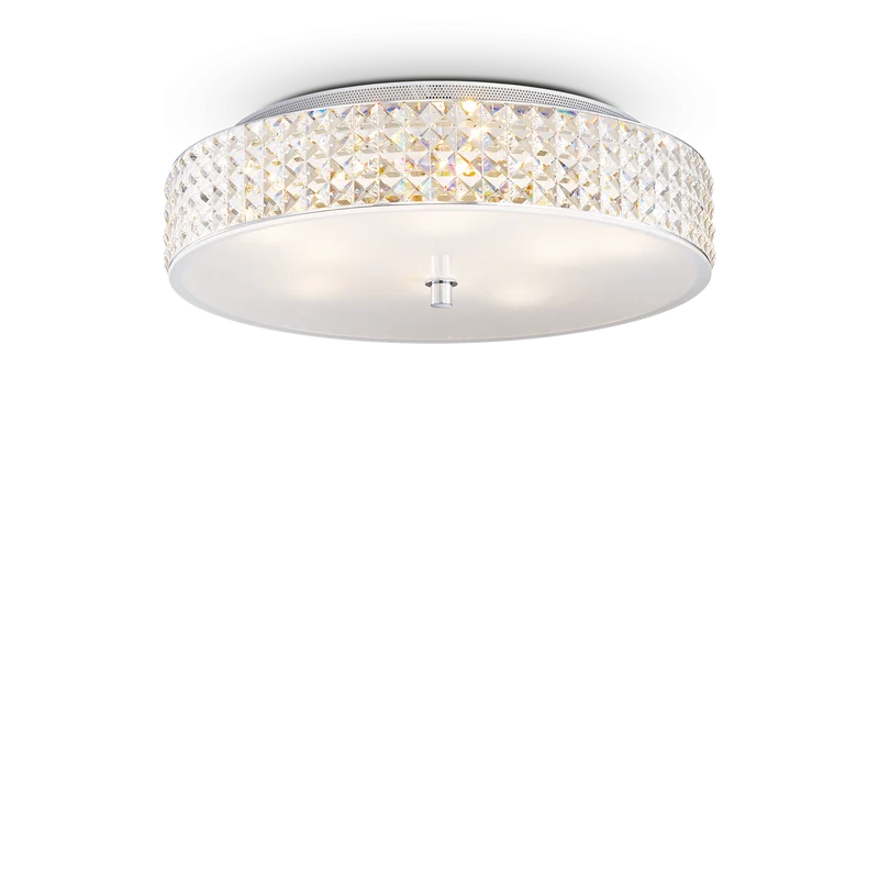 Plafón de techo Ideal Lux Roma cromo cristal y cerámica 9 luces 360W Ø50cm