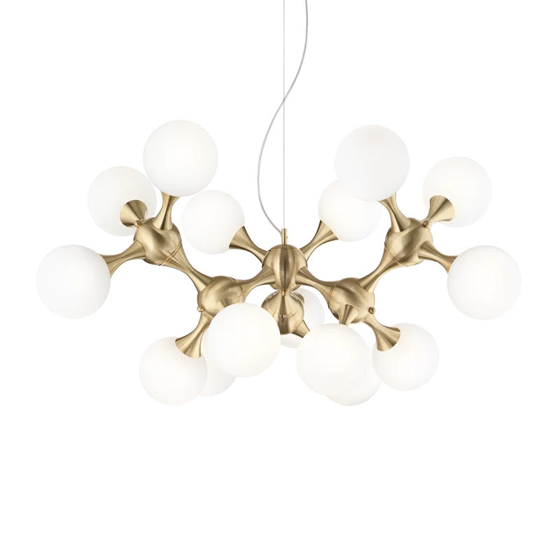 Lámpara colgante 15 bolas Ideal Lux Nodi latón cristal 15 luces 420W Ø105cm