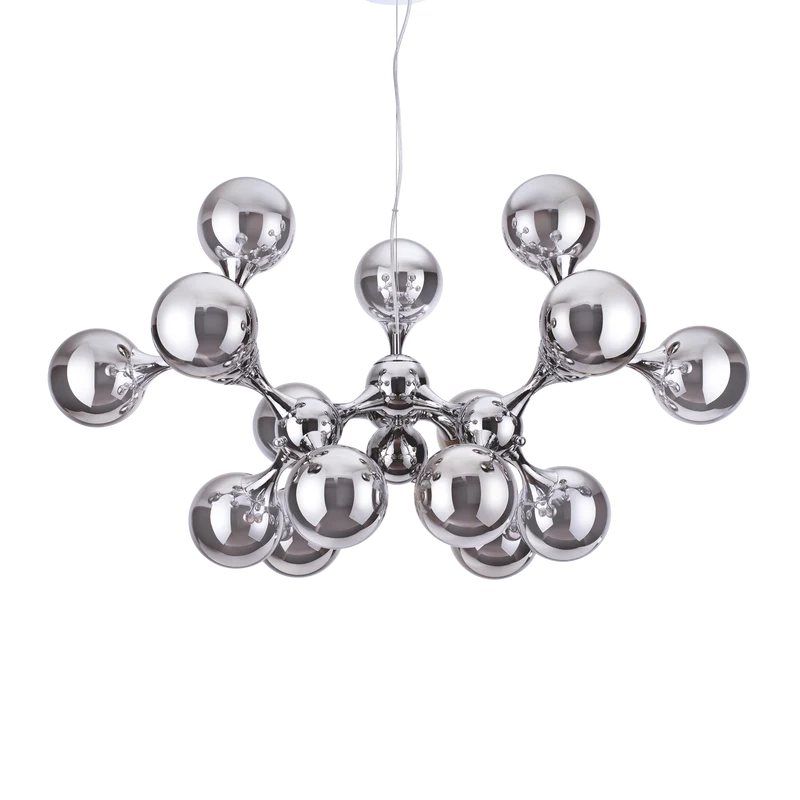 Lámpara colgante 15 bolas Ideal Lux Nodi cromo cristal 15 luces 420W Ø105cm