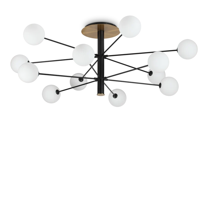 Plafón de techo Ideal Lux Cosmopolitan negro cristal 12 luces 180W Ø145cm
