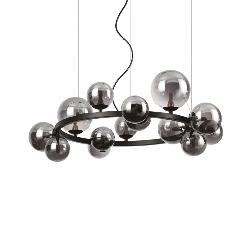 Lámpara colgante Ideal Lux Perlage fumé cristal 14 luces 210W Ø85cm