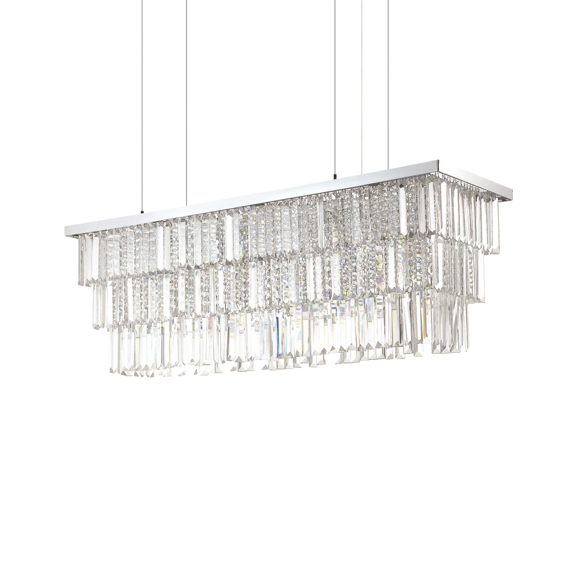 Lámpara colgante Ideal Lux Martinez cromo cristal y cerámica 8 luces 320W 103cm