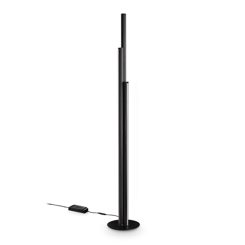 Lámpara de pie Ideal Lux Dorica negro LED 3 luces 66W regulable 190cm