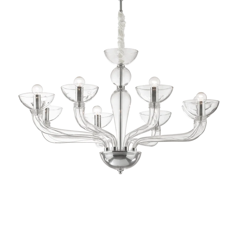 Lámpara colgante Ideal Lux Casanova transparente cristal 8 luces 320W Ø88cm