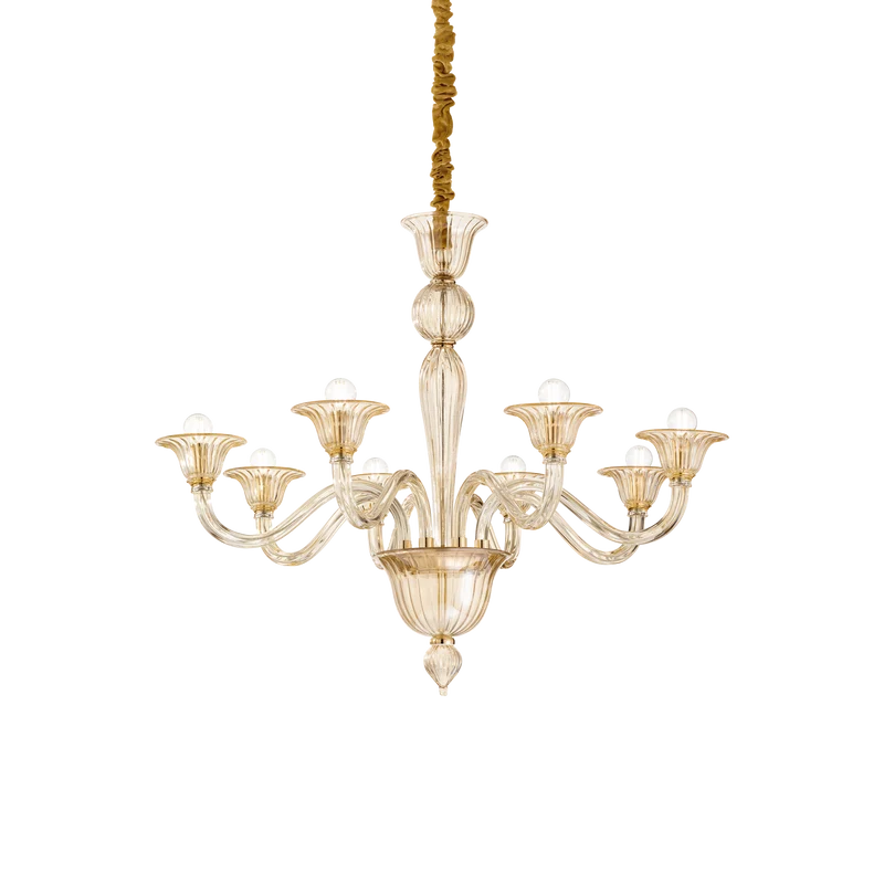 Lámpara colgante Ideal Lux Brigitta ámbar cristal 8 luces 320W Ø89cm
