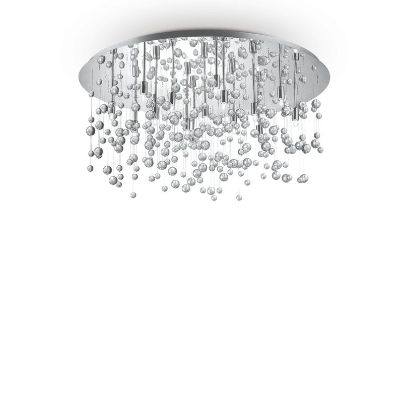 Plafón de techo Ideal Lux Neve cromo cristal 15 luces 600W Ø80cm